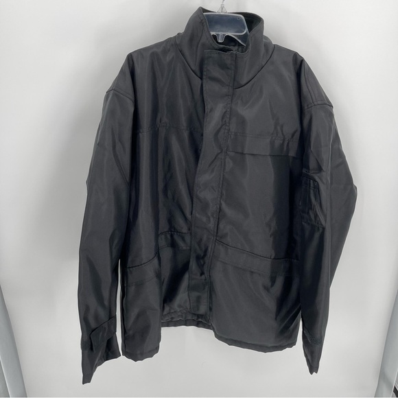 Mil-Tec Brand Men's Size XL Security Jacket Rain Coat Black Hooded Pockets - Picture 10 of 10